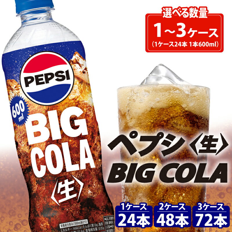 【ふるさと納税】 ペプシ コーラ 生 600ml 選べる 数量 24本 48本 72本 pepsi 常温 ペットボトル サントリー 炭酸 炭酸飲料 常備 備蓄 飲料 飲み物 ジュース 箱 BBQ レジャー 水分補給 ペプシBIG＜生＞ 入山乾商店 埼玉県 羽生市