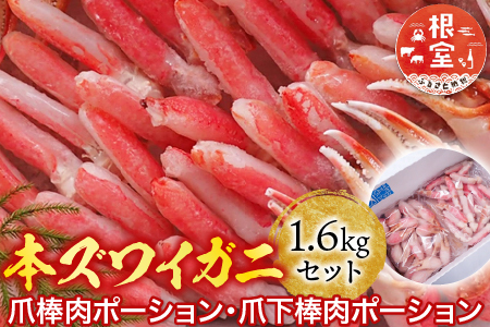 本ズワイガニ(爪棒肉ポーション・爪下棒肉ポーション)1.6kgセット C-14031