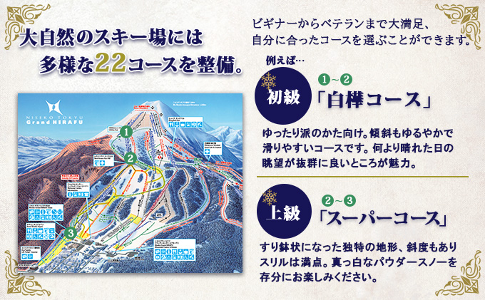 北海道 ニセコ東急グラン・ヒラフスキー場 ひらふHANAZONO共通1日券（2枚） スキー リフト券 スポーツ 羊蹄山 雪 パウダースノー ニセコ 倶知安町 スキーチケット チケット 