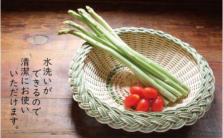 カラーラタン三つ編みプレート（大）グリーン[カラーラタン彩都] 雑貨 日用品 福祉用品 