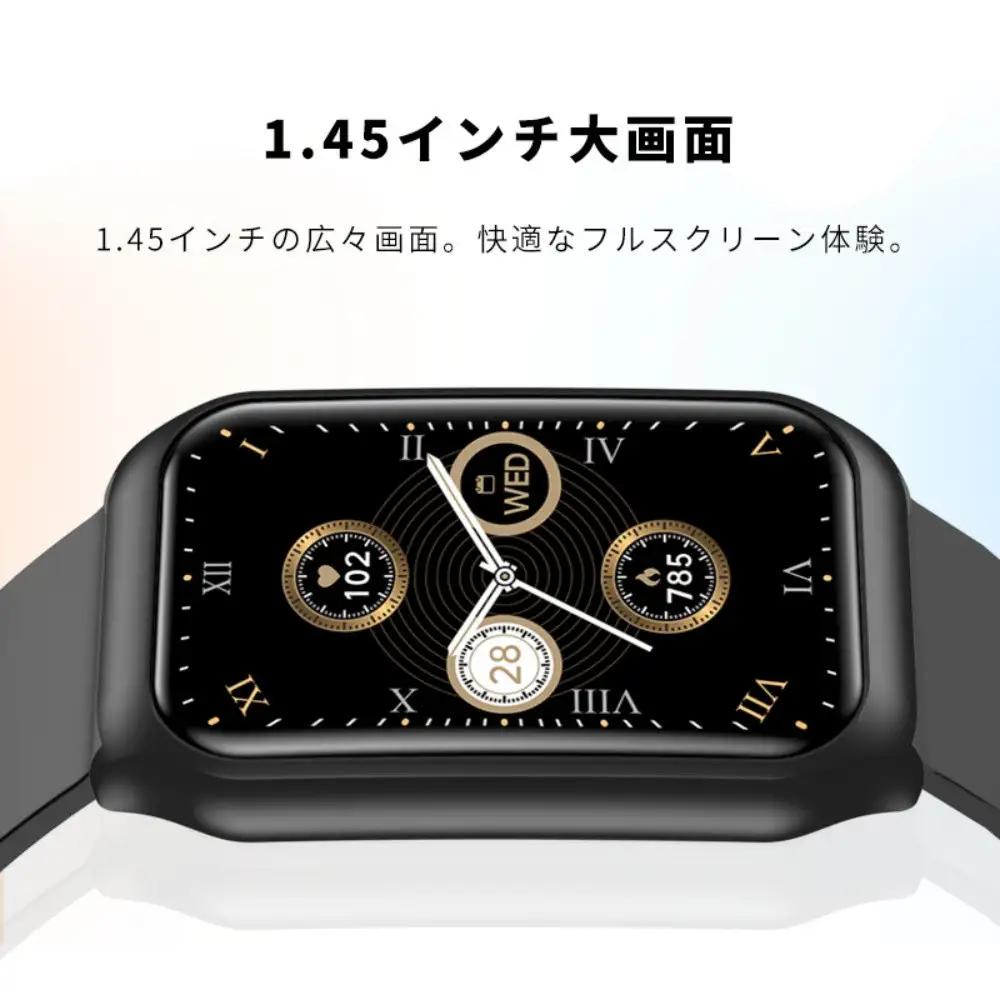 【シルバー】スマートウォッチ 通話機能付き 1.45インチ大画面 タッチスクリーン Bluetooth 6.1 音楽プレイヤー 消費カロリー 歩数計smart watch マルチ運動モード IP68防