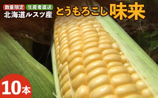 【8月～9月発送予定・数量限定】《生産者直送》ルスツ産 とうもろこし 味来 10本 玉手農場 オンライン 申請 ふるさと納税 北海道 留寿都 野菜 旬野菜 夏野菜 産地直送 新鮮 とうきび トウモロコシ コーン 甘い フルーツコーン みらい 採れたて 留寿都村【1200502】