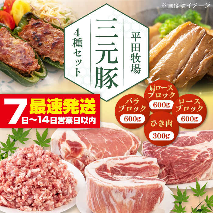 【ふるさと納税】 平田牧場 ブロック ( ロース ・ バラ ・ 肩ロース 各600g) ひき肉 セット (300g × 2P) 三元豚《喜茂別町》【平田牧場】 肉 豚肉 ブロック ステーキ ステーキ用 ロース ロースステーキ バラ 肩ロース 北海道 平田牧場 [AJAP010] 29000 29000円