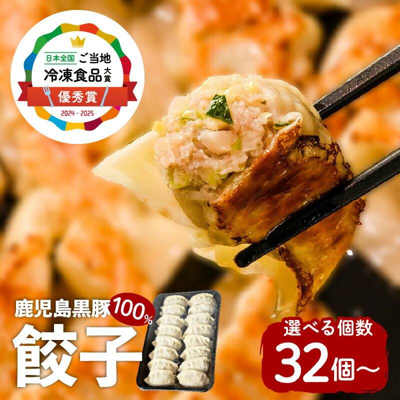 【ふるさと納税】 ＜選べる＞ 鹿児島 黒豚 100％ 餃子 32個 48個 64個 ギョーザ 豚 豚肉 肉 惣菜 冷凍 ご当地 冷凍食品 大賞 優秀賞 国内産 国産 パリパリ ジューシー 焼き餃子 水餃子 簡単 生餃子 生 人気 ビッグファイブ 鹿児島 おすすめ ランキング プレゼント ギフト