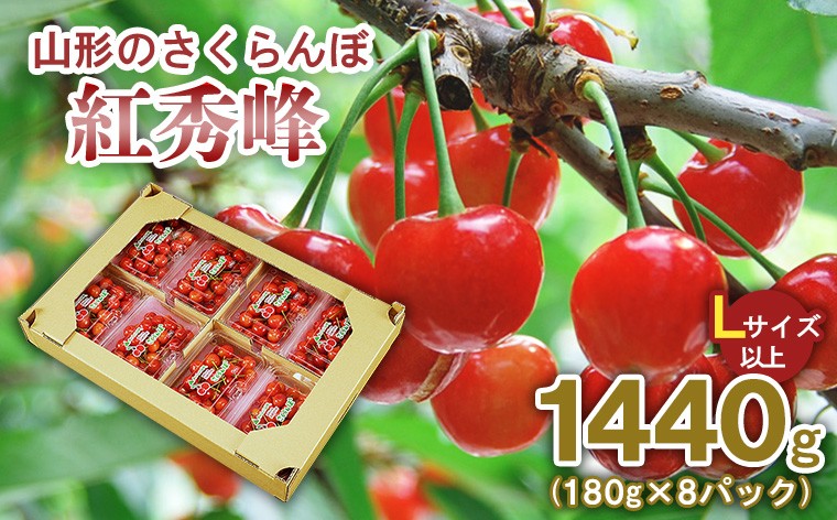 
                  山形のさくらんぼ 紅秀峰 1440g(180g×8パック) Lサイズ以上 【令和9年産先行予約】FS25-521 くだもの 果物 フルーツ 山形 山形県 山形市 2026年産
                