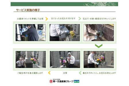 No.062 【大阪狭山市内限定】お墓参り代行サービス（1回）仏花・写真入り報告書付き
