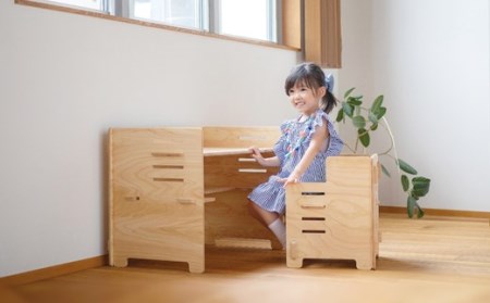 Baum Series 国産ヒノキ合板製 子供用デスクチェア&シートクッションセット（無塗装） 【 デスクチェア 】