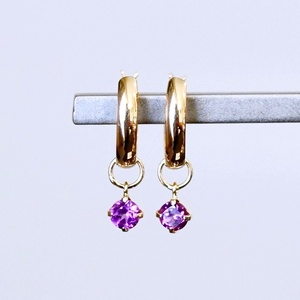 K18(18金) イエローゴールド 2WAY ピアス 地金 ロードライトガーネット フープピアス(直径10mm) 保証書付 SMK-5249 SWAD099-rgnt