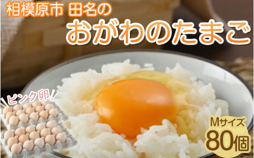 
相模原市田名のおがわのたまご　ピンク卵（Mサイズ）75個＋割れ補償5個入り（計80個）|卵 鶏卵 玉子 たまご 生卵 国産 濃厚 コク 旨味 旨み
