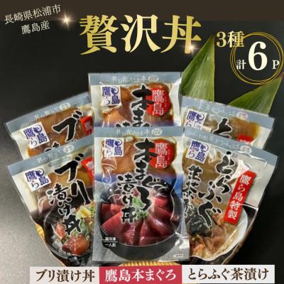 ふるさと納税 松浦市 松浦市鷹島産本まぐろ・とらふぐ・ぶりの贅沢丼 3種セット(各2P)