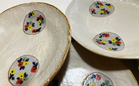 【瀬戸焼】丸紋花 取り皿5点セット 15cm【まるたか水野コーポレーション】[BBBF012]丸皿 お皿