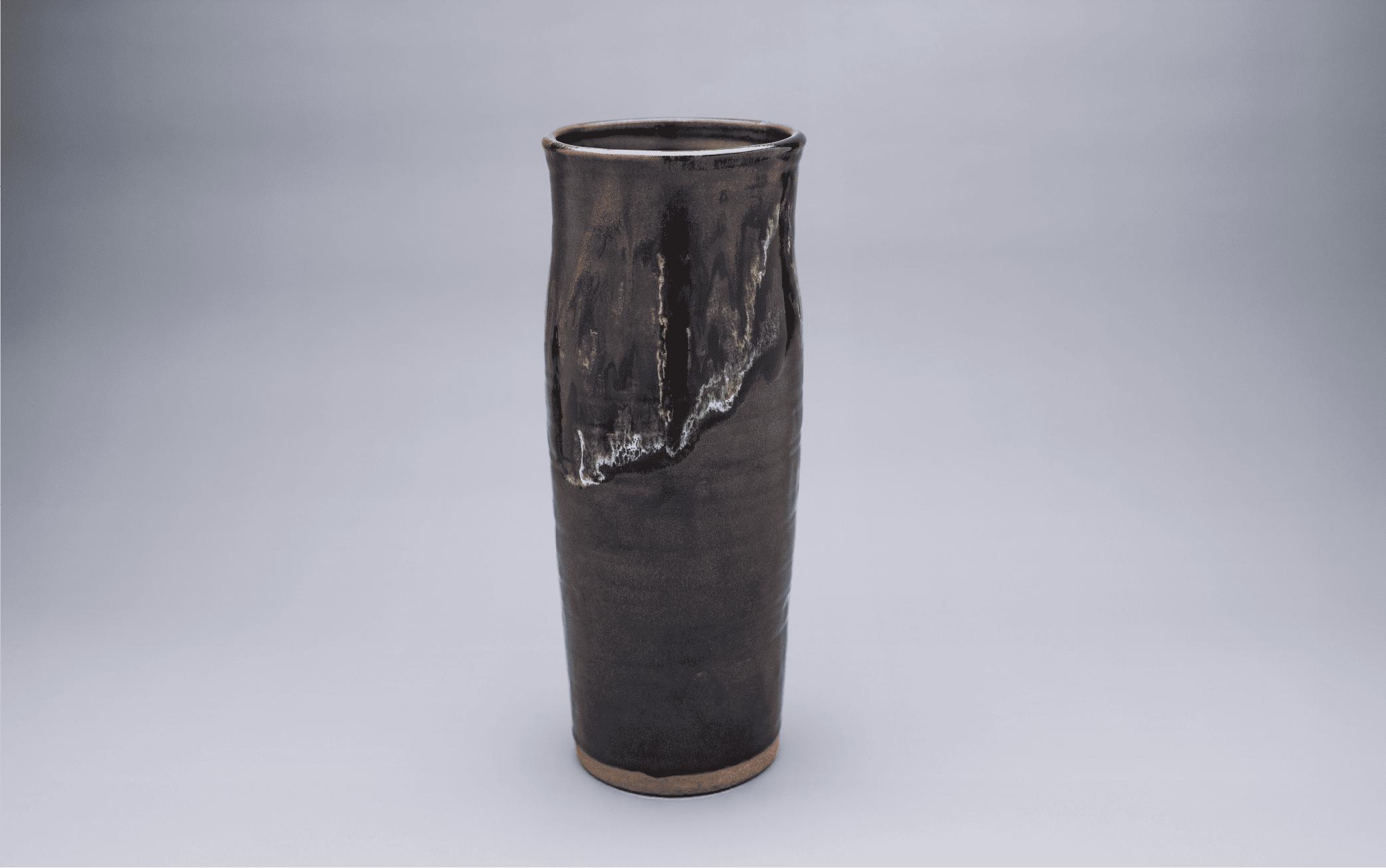 黒薩摩 花器(長太郎焼/110-1249) 黒薩摩焼 工芸品 工芸 手作り 陶芸品 焼物 陶器 陶磁器 花瓶 花器 花 インテリア 雑貨