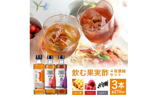 飲む果実酢 4倍濃縮 3本セット (270ml×3本) SA1415