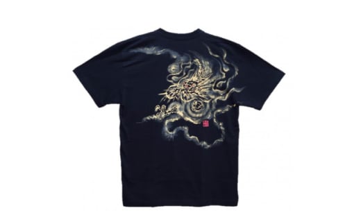 手描きTシャツ 日本画 龍神 黒 (半袖 Mサイズ)【1615187】