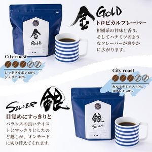 ＜粉＞＜金(GOLD)×銀(SILVER)＞冷めても美味しい最高品質の自家焙煎珈琲(計400g・200g×2袋セット) コーヒー 珈琲 ドリップ 自家焙煎珈琲 土鍋 フレーバー 完全オリジナル焙煎 飲