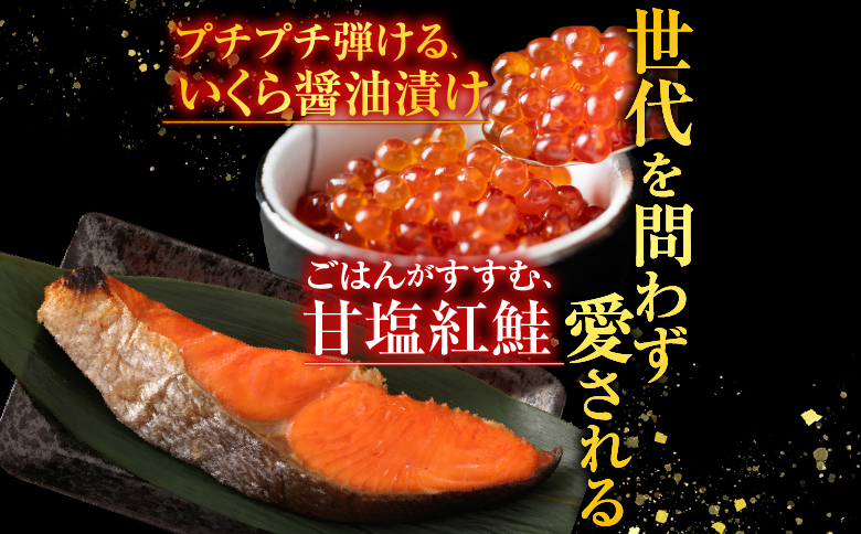 いくら醤油漬け100g×2P、紅鮭切身5切×4P C-36024