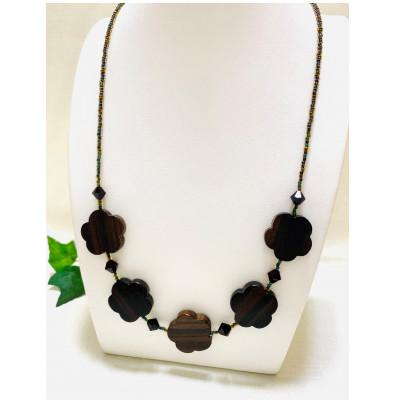 ふるさと納税 小山市 エボニー(黒檀)のフラワーネックレス |  | 01