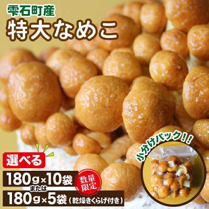 【ふるさと納税】 きのこ おすすめ 特大 なめこ 180g 10袋 / 5袋 & 乾燥 きくらげ 20g 6袋 / キノコ 茸 ナメコ 滑子 キクラゲ 木耳 菌床栽培 セット 個包装 スープ 中華 洋食 和食 料理 小分け 美味しい 国産 日本産 岩手県 雫石町 送料無料 マッシュルームベッドハウス