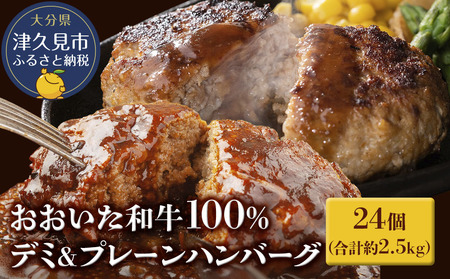 おおいた和牛100% デミ＆プレーンハンバーグ 24個 合計約2.5kg |津久見市 和牛ハンバーグ セット