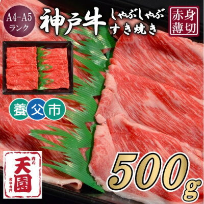 【ふるさと納税】【ふるさと納税】【肉の天園】神戸牛 赤身 しゃぶしゃぶすき焼き500g【配送不可地域：離島】【1703173】