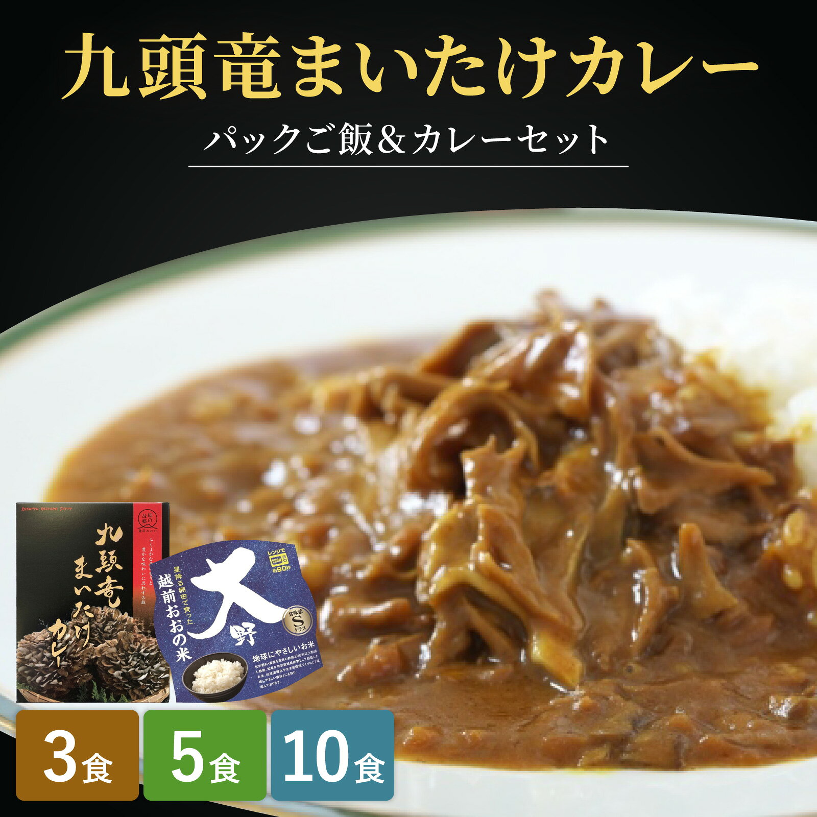 【ふるさと納税】【選べる容量】レンジでチン！水のまちのカレーライスセット 3食～10食分 [A-003015oya] コシヒカリ こしひかり 防災 備蓄 パックご飯 150g パックごはん パックライス