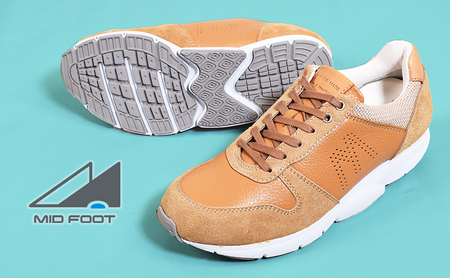 MIDFOOT ( ミッドフッド ) 紳士靴 レザースニーカー MF001JM ( ベージュ ) 4E　【 ファッション 靴 シューズ スニーカー メンズ 】 【 お洒落 レザーシューズ エコレザー 