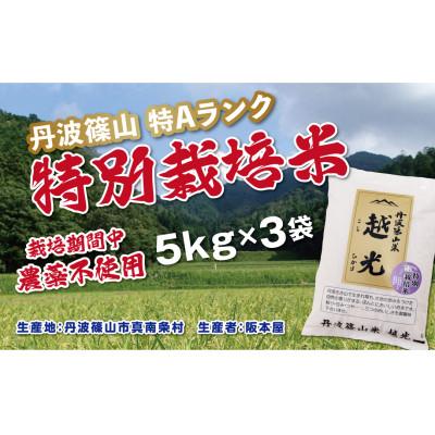 ふるさと納税 丹波篠山市 丹波篠山産　特別栽培米　越光(栽培期間中農薬不使用)(5kg×3袋　精米)