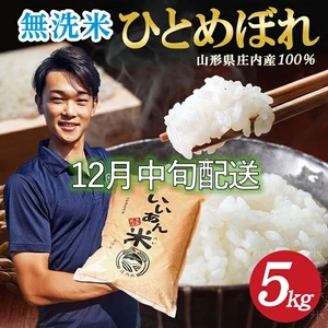 SB0760　12月中旬配送／令和7年産【無洗米】ひとめぼれ　5kg×1袋 農家直送『いいあん米』AG