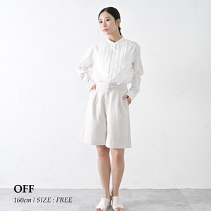 【THE INDUSTRY WORKS】フロントフリルネックブラウス（オフ）・1着　TIW-W038（66-27-WH） レディース ブラウス