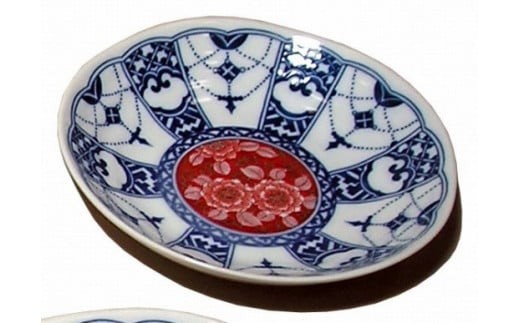 【染付絵柄の小皿セット】4号皿揃 染付瓔珞紋時代絵 九谷焼 小皿  | 石川県 小松市 【打田平太郎商店】