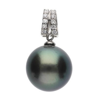 ふるさと納税 神戸市 【星月夜】黒蝶真珠(タヒチパール)ダイヤモンド PT900 プラチナ ペンダントトップ