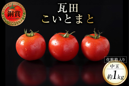 【発送期間限定】 野菜 瓦田こいとまと 中玉 約1kg×1箱 [かわらだ 宮崎県 日向市 452060910] トマト 国産