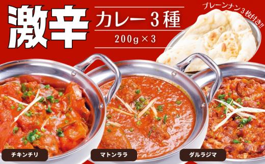 インドカレー 激辛カレー3種とプレーンナン3枚セット