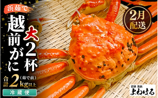 【先行予約】≪浜茹で≫ 天然 越前がに 大サイズ (茹で前約1kg) × 2杯【2027年2月上旬以降順次発送予定】冷蔵便 届いてすぐお召し上がりいただけます！ タグ付 福井を代表する冬の味覚 【越前ガニ  越前蟹 かに ずわい ズワイ 福井】 [m17-x002_02]