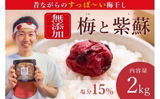 
            ※ギフト対応※【常温保管可能 】天日塩と紫蘇だけで漬けた無添加梅干し2kg／南高梅 B-405-A
          