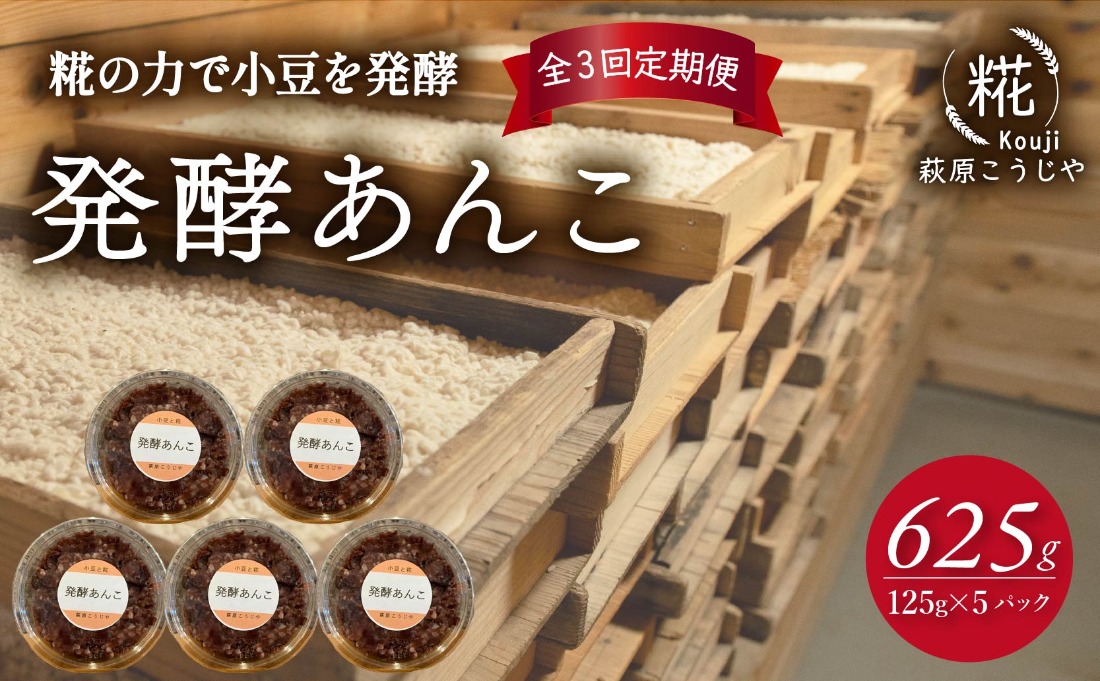 全3回 定期便 発酵 あんこ 1パック 125g入り × 5パック 和菓子 糀 麹 米 小豆 あずき 和スイーツ 餡 お菓子 砂糖不使用 静岡 藤枝