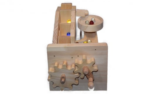 
手作り木のおもちゃ　ビー玉からくり　階段・トルネード [№5229-0099]
