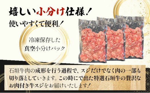 【2025年11月以降順次発送】特選石垣牛の贅沢なお肉付き牛スジをご家庭で！！牛スジ500g×3パック | 沖縄 石垣 牛スジ 牛 肉 特選 黒毛 和牛 贅沢 | IM-21