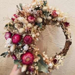 【ふるさと納税】 ドライフラワーリース 1個 リース ドライフラワー 花 スワッグ ブーケ インテリア 雑貨 飾り おしゃれ かわいい ナチュラル ギフト プレゼント 岩手県 盛岡市 東北 岩手 盛岡 有限会社田村フローリスト