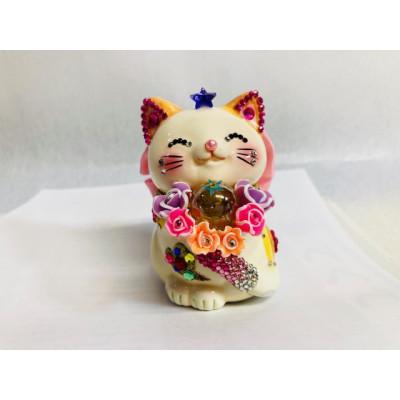 ふるさと納税 中間市 風水ハッピーキャット貯金箱　天使の贈り物(M) イエロー