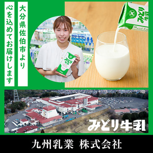 ≪定期便・全３回毎月≫みどり牛乳(計36L・1000ml×12本×3回)常温 保存 ミルク 生乳 長期保存 ロングライフ 乳製品 防災 備蓄 大分県 佐伯市【GT04】【九州乳業株式会社】