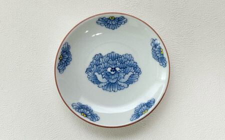 有田焼 手描きボタン柄 小皿【起山窯】食器 器 うつわ 皿 小皿 取皿 菓子皿 デザート皿 プレート 染付 牡丹 ぼたん 電子レンジ対応 co013