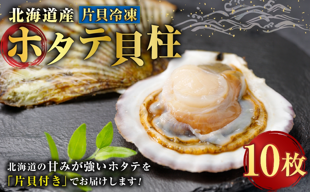 
                  北海道産 ホタテ貝柱 片貝冷凍 10枚 ホタテ 貝柱 貝 貝類 海鮮 魚介類 魚介 おつまみ 晩酌 酒の肴 国産 冷凍 片貝 バーベキュー
                
