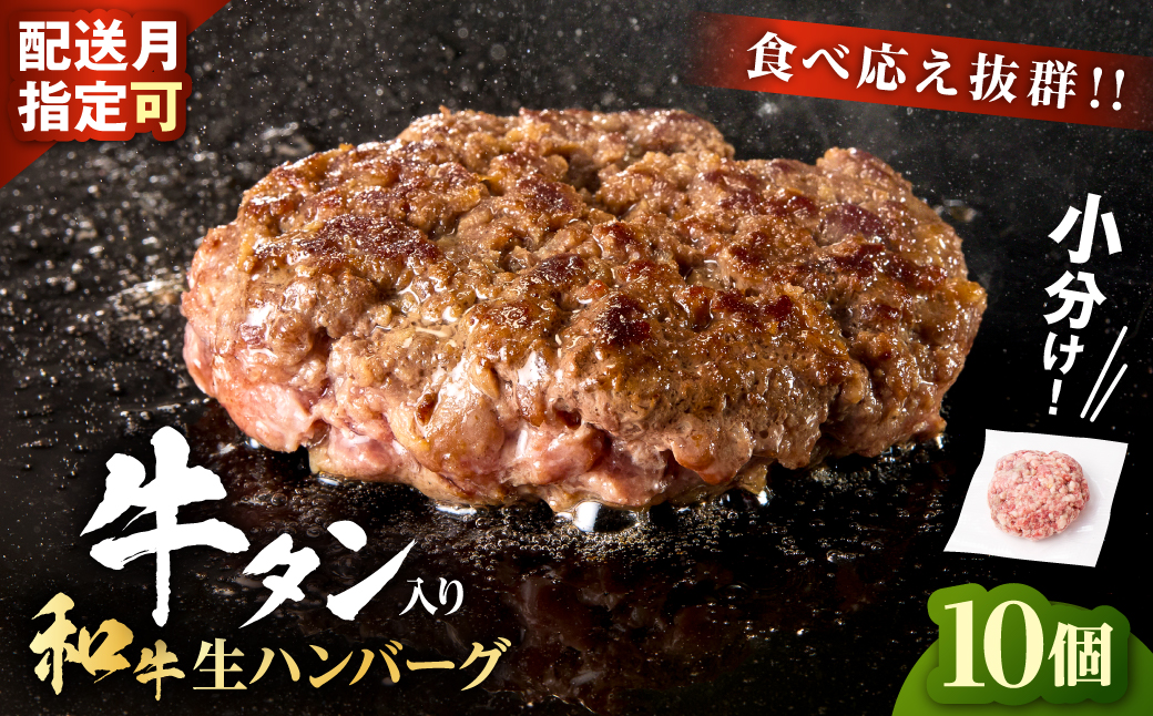 【2026年12月発送】牛タン入り 和牛 生ハンバーグ 1kg ( 10個 × 100g ) 小分け 個包装 便利 ハンバーグ 牛タン 牛肉 肉 お肉 タン 焼くだけ 冷凍 おかず 弁当 お取り寄せ グルメ 食品 加工食品 人気 おすすめ 神奈川 川崎 141305_KZ03VC12