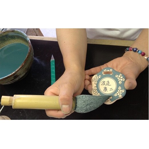 二宮閑山 有田焼ゴルフバッグネームプレート 名札 染錦梅紋様 名札 名入れ ネーム 名札 A40-67_イメージ4