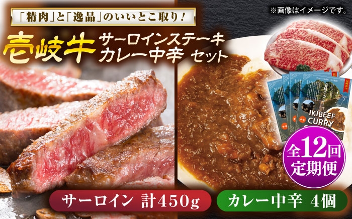 
                  【全12回定期便】壱岐牛サーロインステーキ＆壱岐牛カレー中辛セット《壱岐市》【壱岐フードファクトリー】[JDW121] カレー レトルト パウチ サーロイン ステーキ 肉 牛肉 国産 和牛 壱岐牛 定期便 ゴチになります ぐるナイ 壱岐牛
                