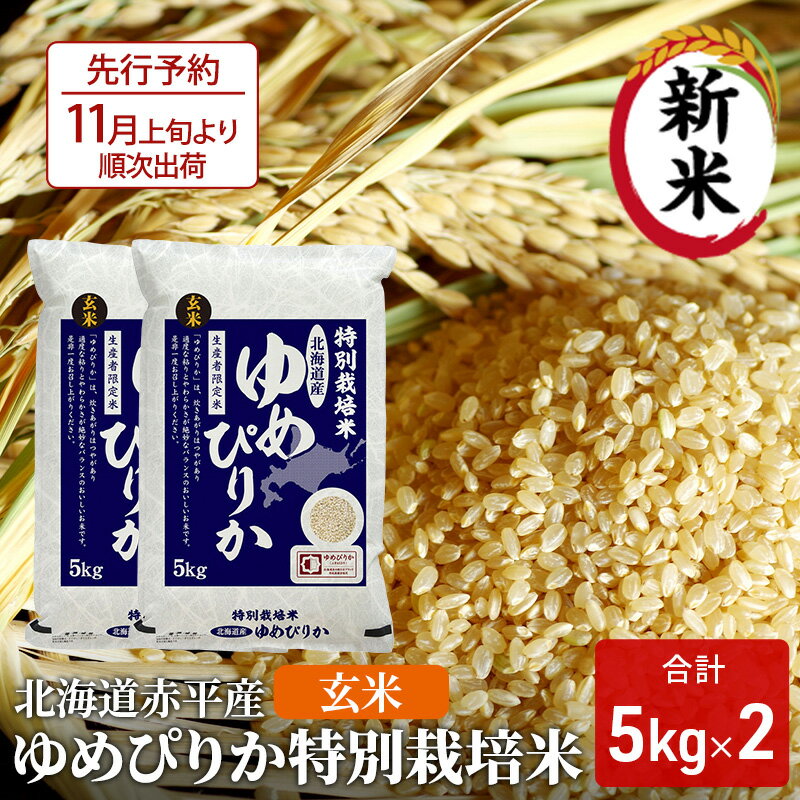 【ふるさと納税】玄米 北海道赤平産 ゆめぴりか 10kg (5kg×2袋) 特別栽培米 米 北海道 お米 ふるさと納税 　お届け：2025年11月上旬より順次出荷
