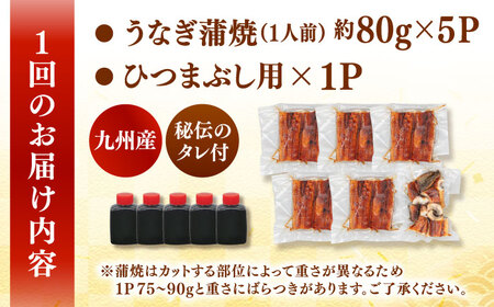 【全6回定期便】 【訳あり】うなぎの蒲焼 約80g×5Pとひつまぶしの贅沢セット　桂川町/山水商事[ADAH027]鰻 うなぎ 鰻 鰻 鰻 うなぎ