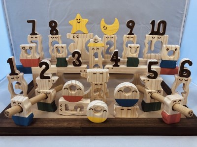 木のおもちゃ、コロポコ積木パズル(デラックス)