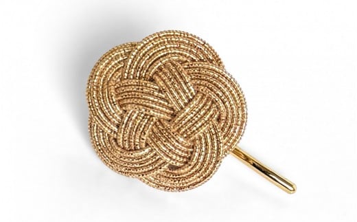 加賀水引細工　ポニーフック　花　シャンパンゴールド